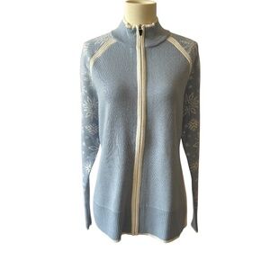 KRIMSON KLOVER SWEATER JACKET WOOL BLD APRES SKI SNOWFLAKE FULL ZIP NORDIC SKI L